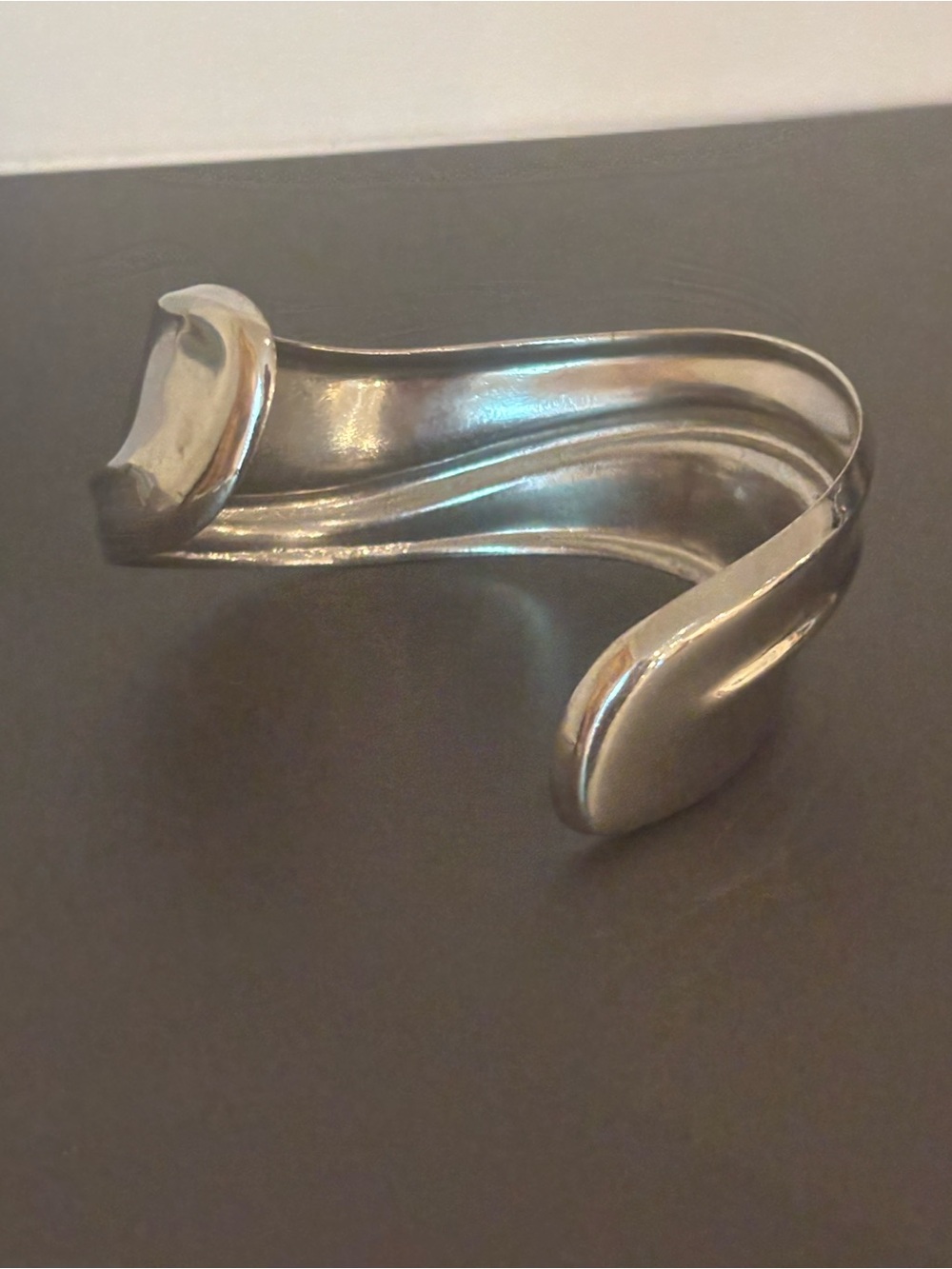 Vintage Napier Modernist Silver Tone Wave Cuff Bracelet Sculptural 70’s/80’s